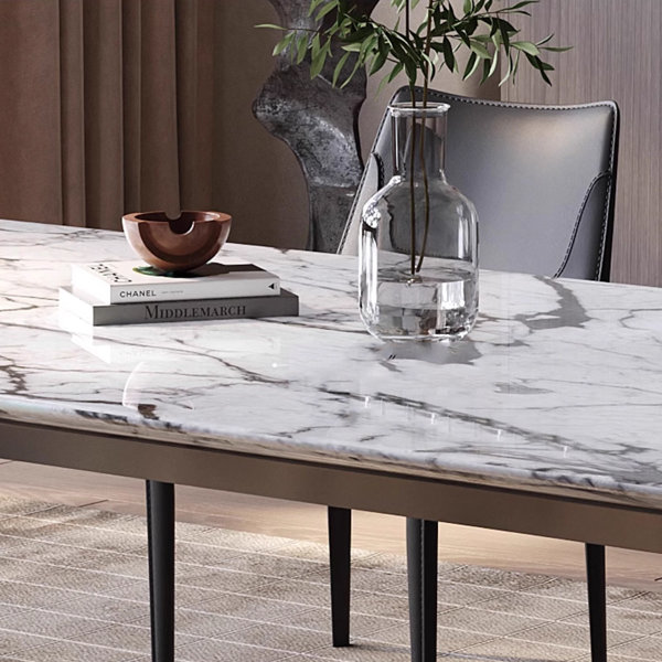 Greyleigh Minimalism Light Luxury Marble Dining Table Sets Rectangular ...